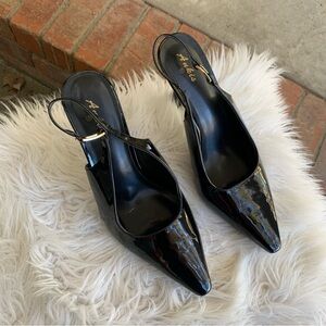 Ankis Women's Shiny Black Pointed Heels Size 11